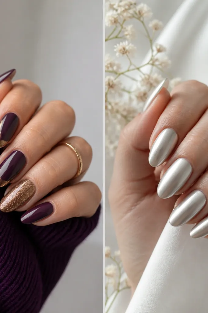 15 comparison_review Dark Purple And Gold Nails Vs Silver