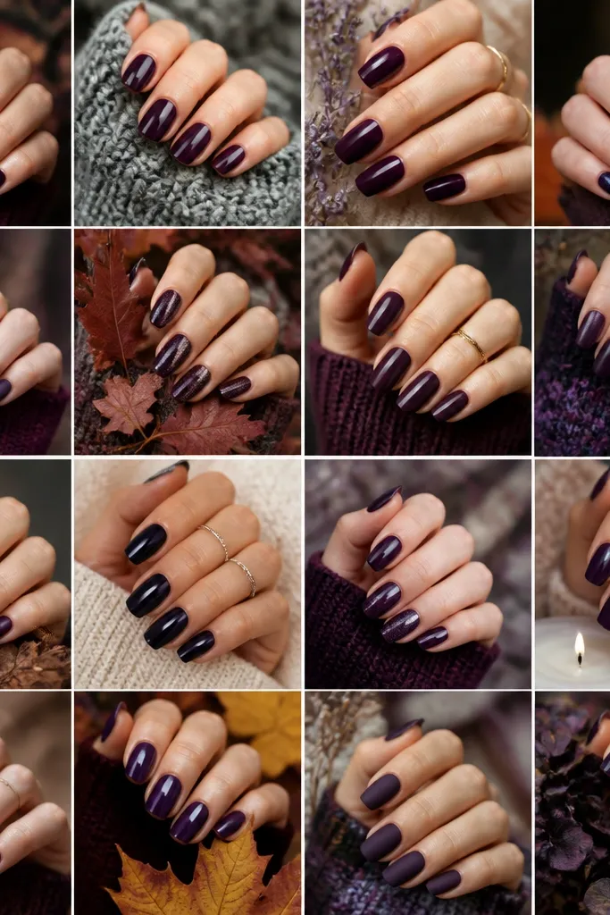 15 cozy Dark Purple Fall Nails