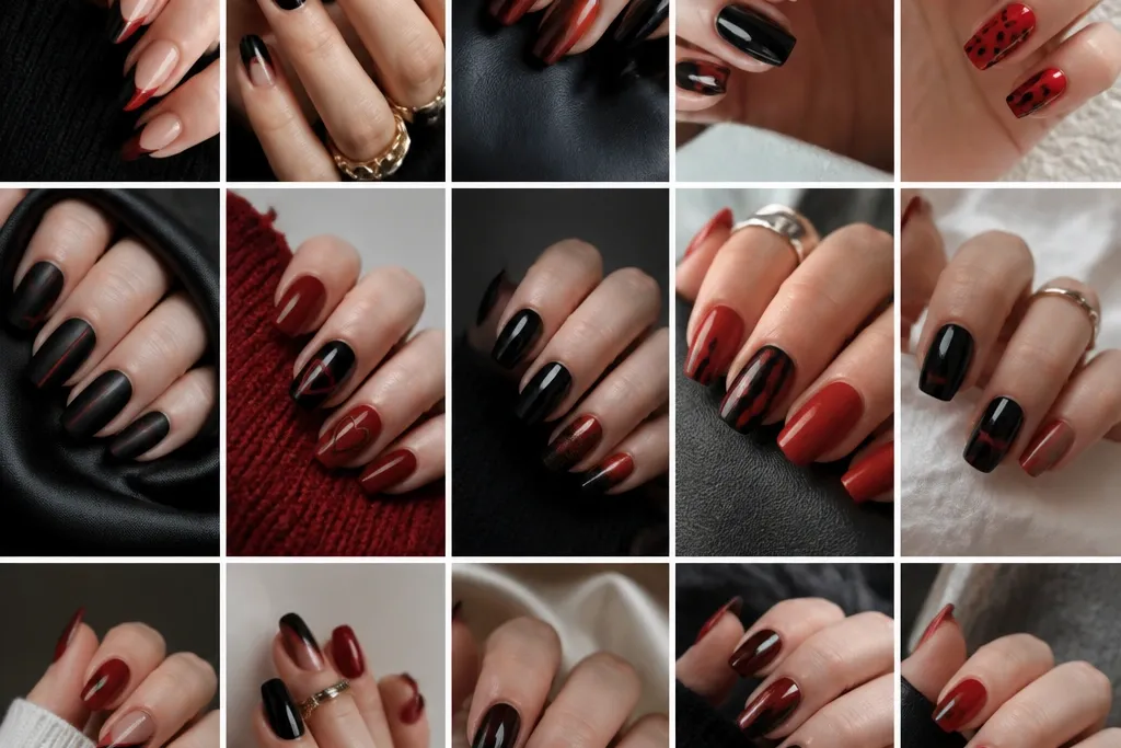 15 Red And Black Nails small space styles