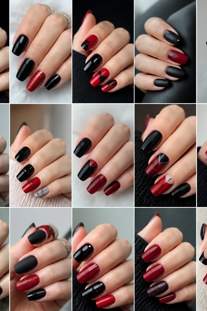 15 Red And Black Nails small space styles
