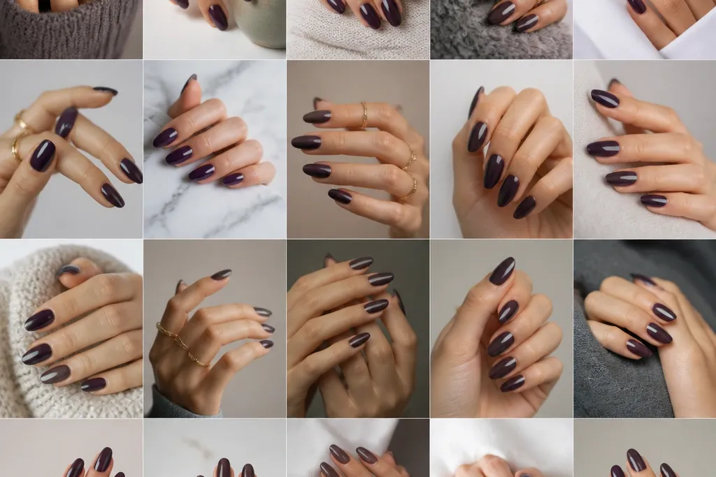 20 quick_easy Dark Purple Almond Nails