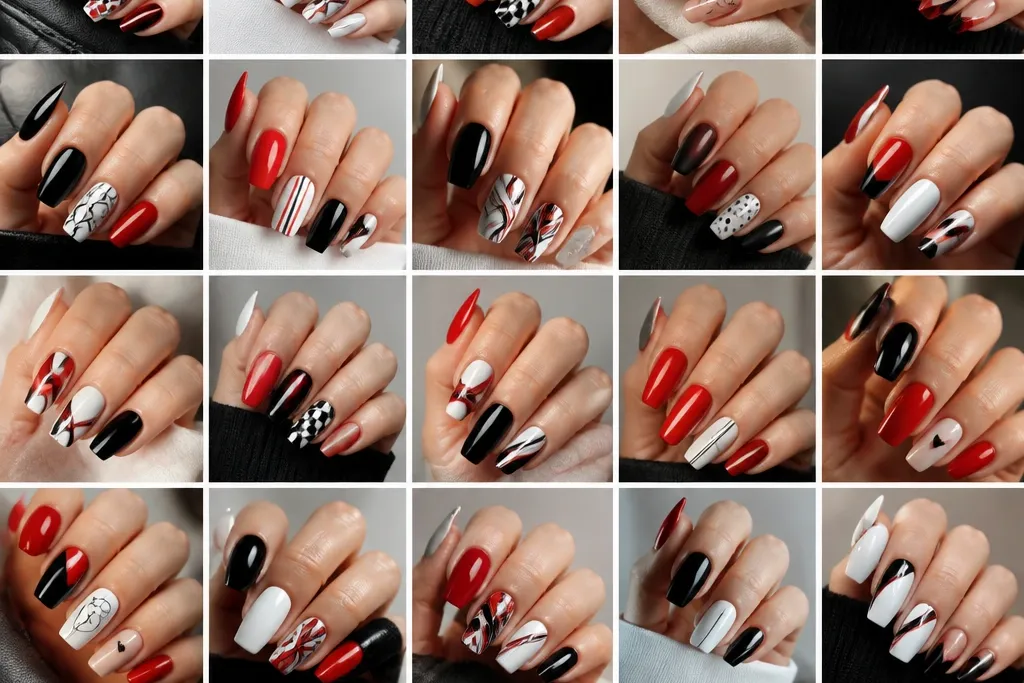 20 Red Black And White Nails modern