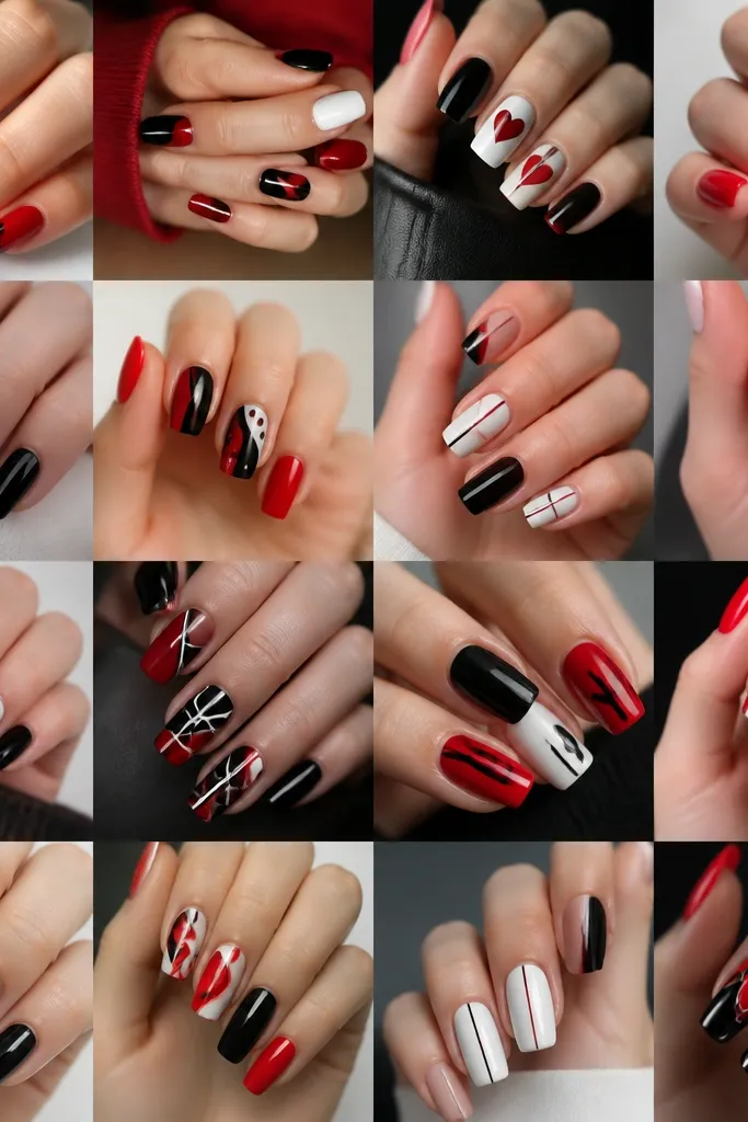 20 Red Black And White Nails modern