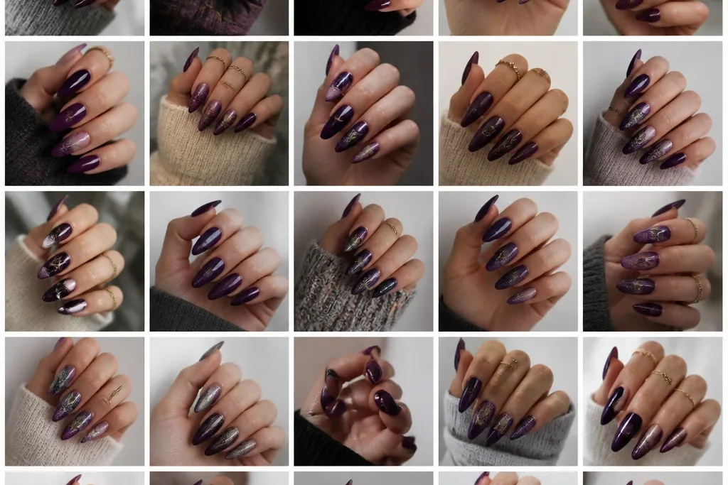 25 aesthetic Dark Purple Nails With Design
