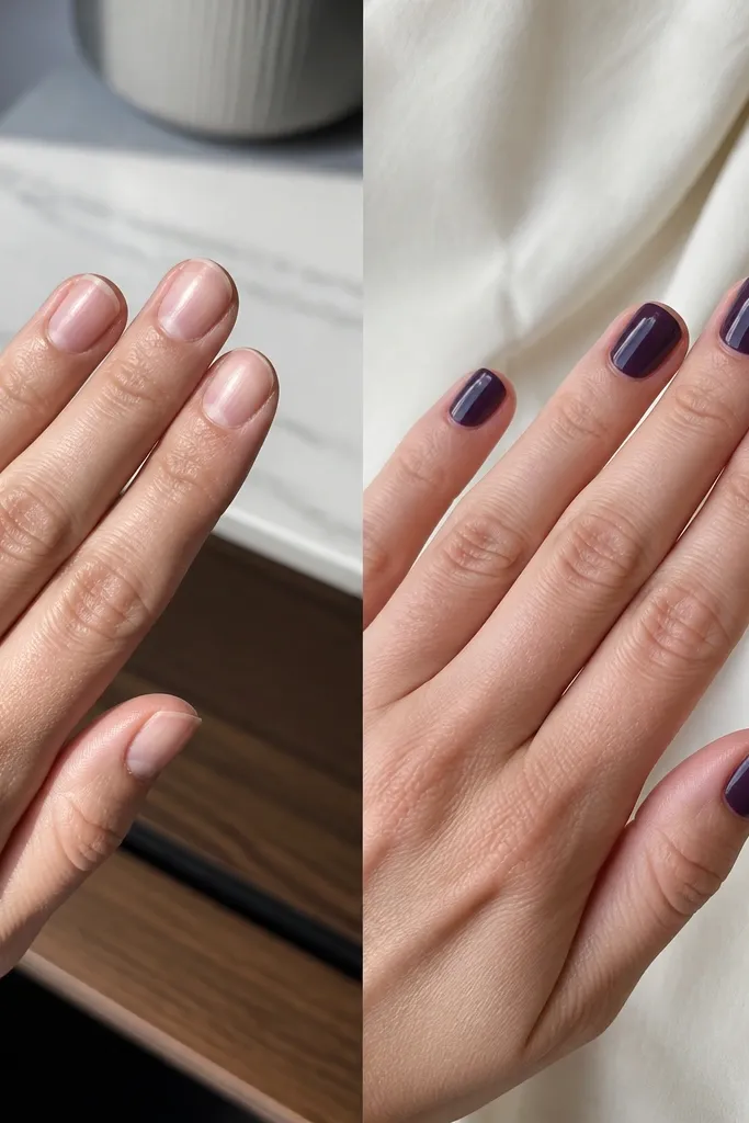 25 before_after_ugc Short Dark Purple Nails