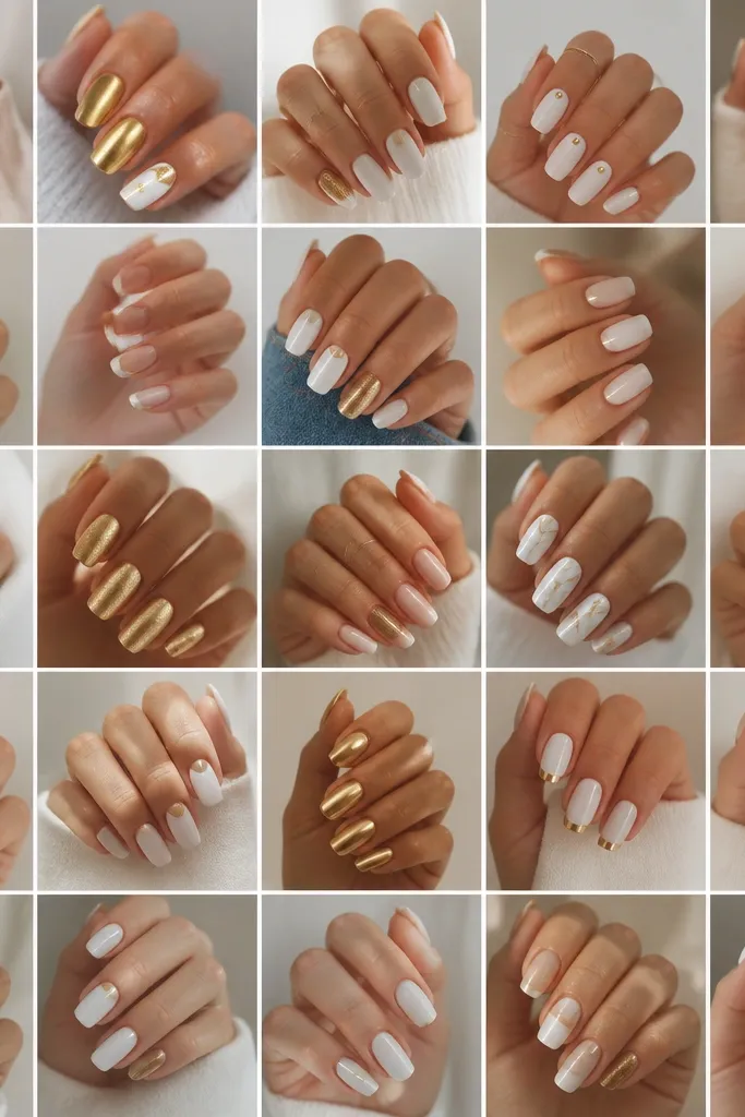 25 Gold And White Nails for a clean, polished look