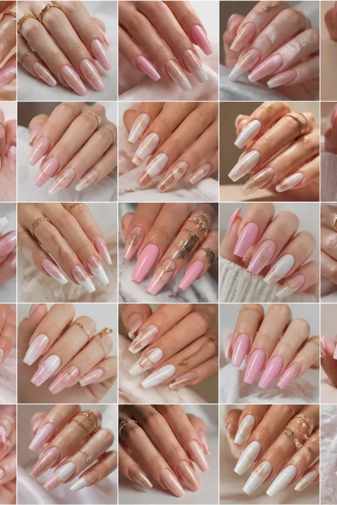 25 Pink White And Gold nails for beautiful soft glam