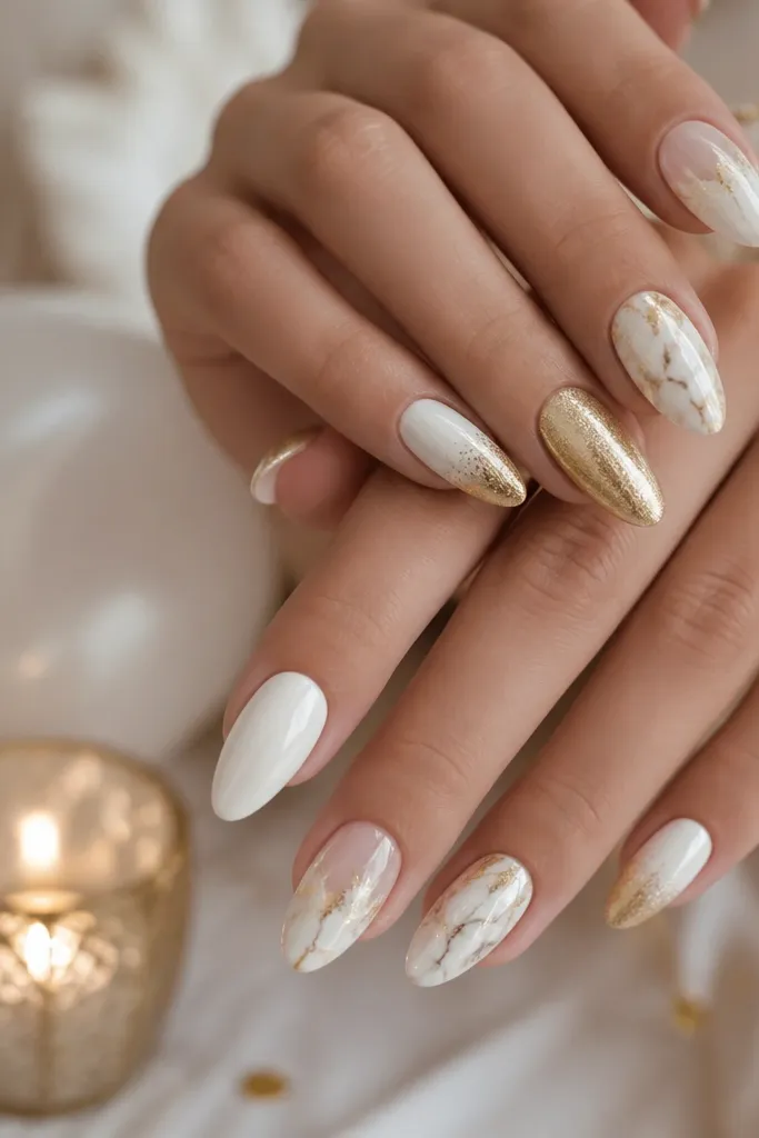 25 White And Gold Birthday nails for a dreamy party