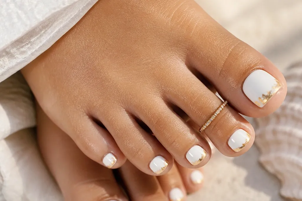 25 White And Gold toe nails for affordable summer glam