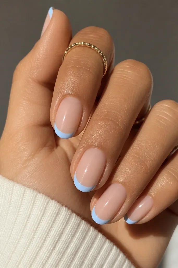 Low-Maintenance Baby Blue French Tips