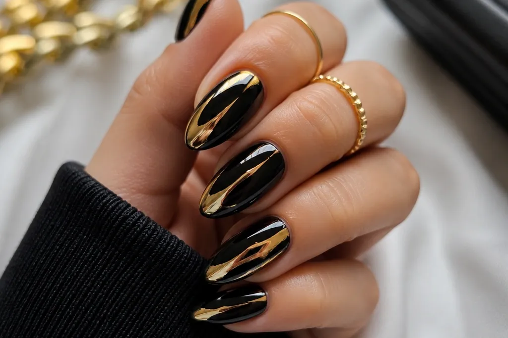 Best Chrome Black And Gold Nails I Tried
