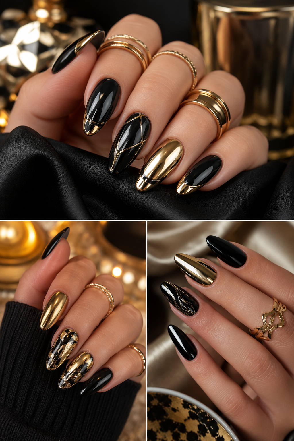 Best Chrome Black And Gold Nails I Tried