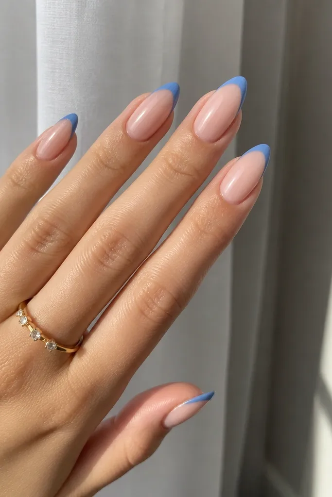 Quick Easy Almond Blue French Tips