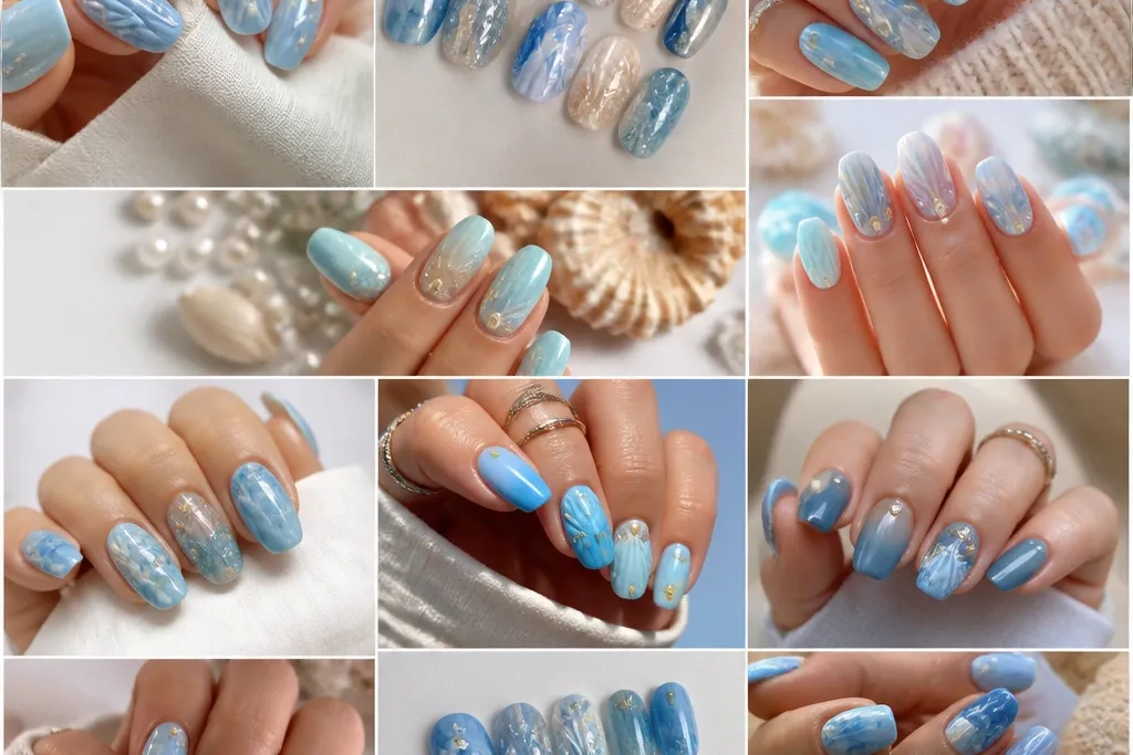 25 Blue Seashell Nails for a Beautiful Beach Mani