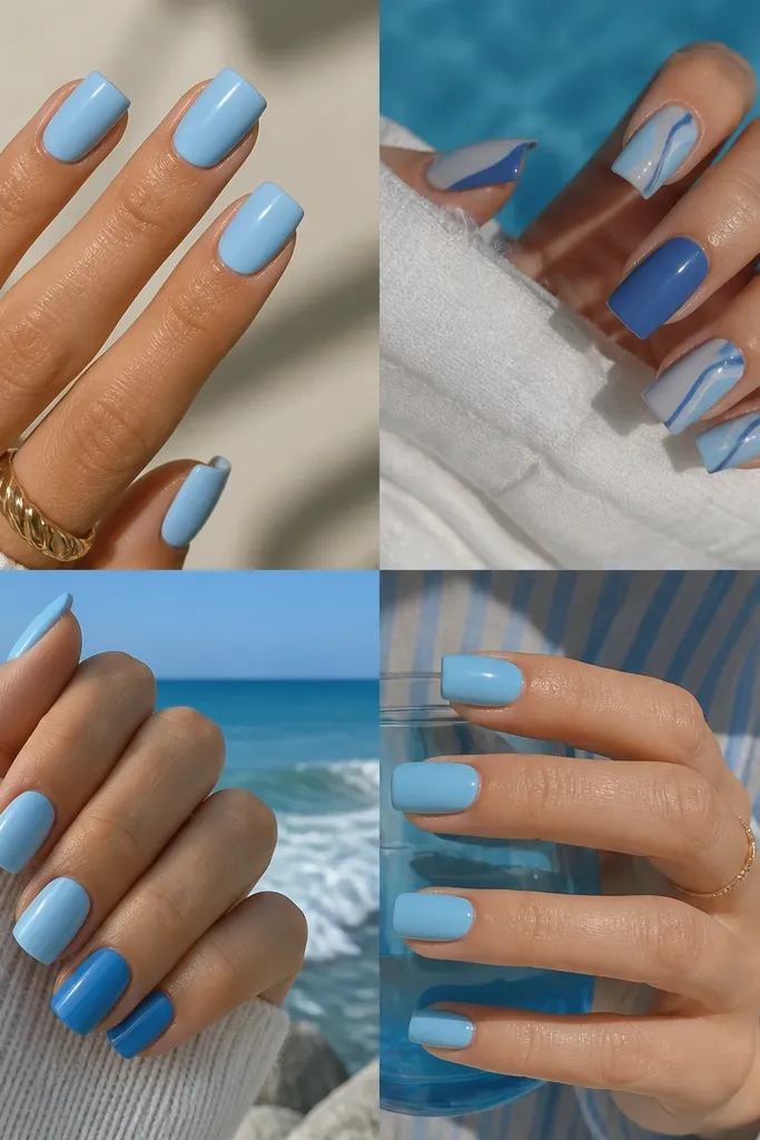 Blue Summer Nails Square ideas for summer