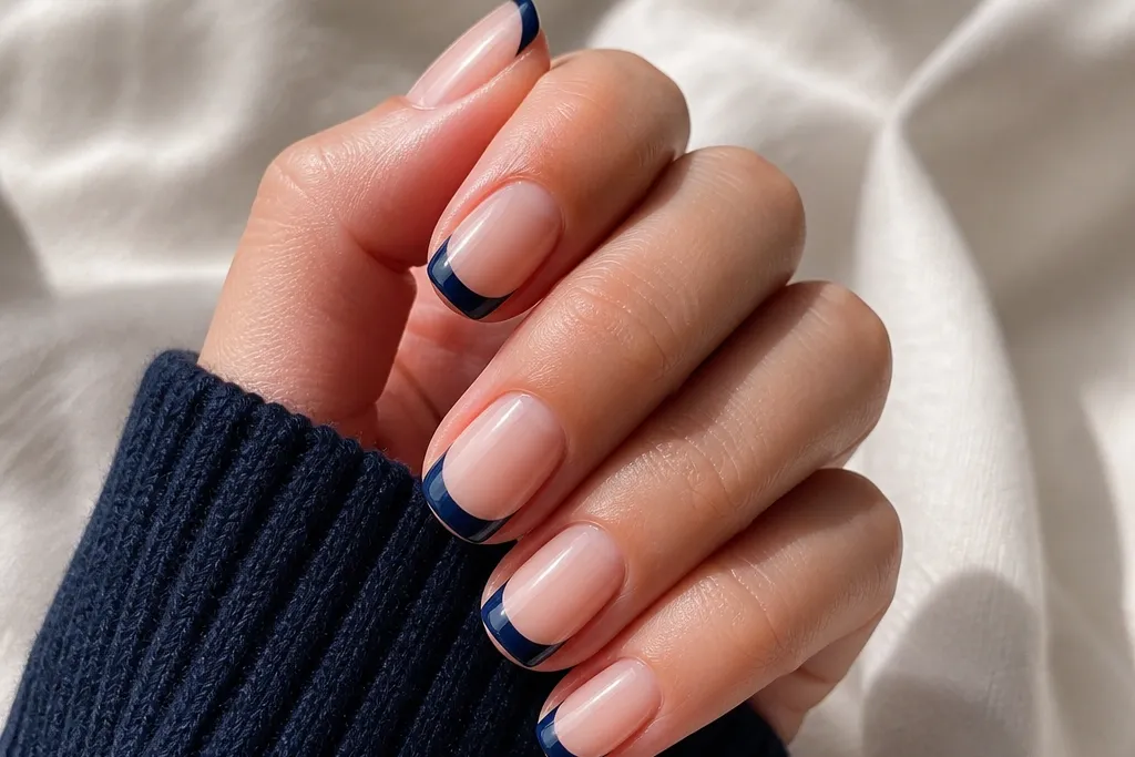Dark Blue French Tip Nails on a Budget
