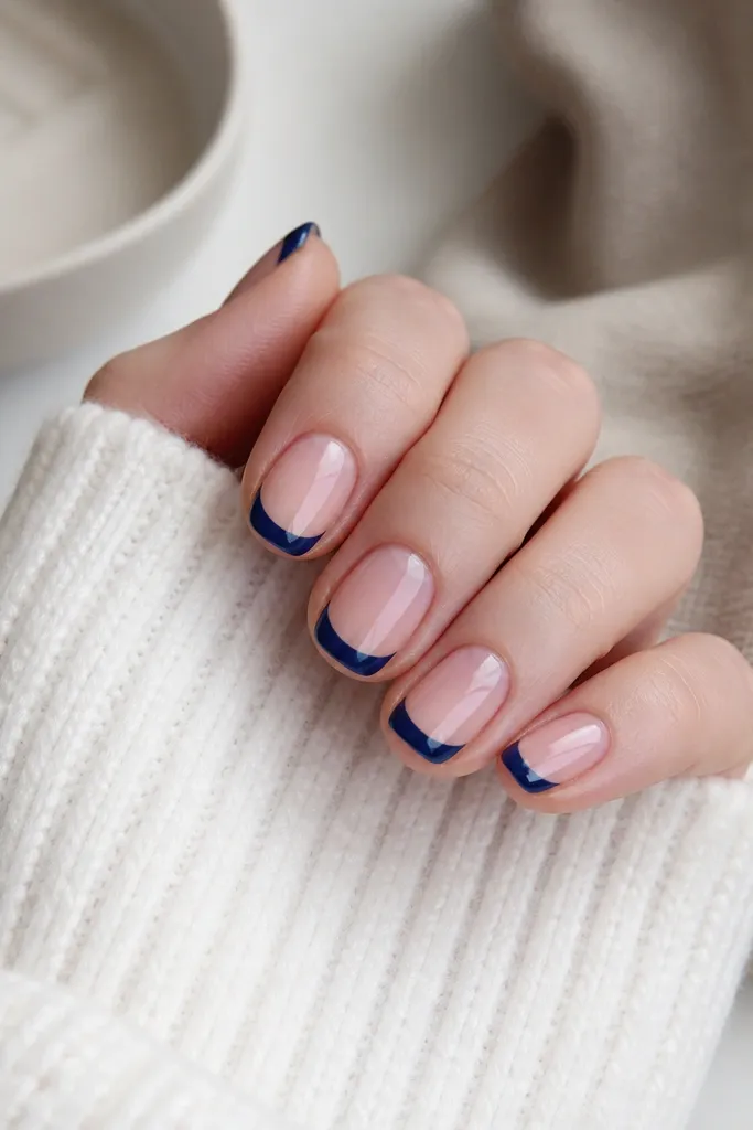 Dark Blue French Tip Nails on a Budget