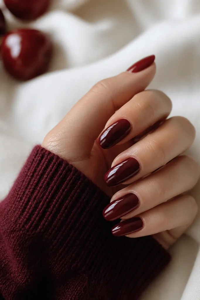 Dreamy Dark Cherry Red Nail Aesthetic I Tried