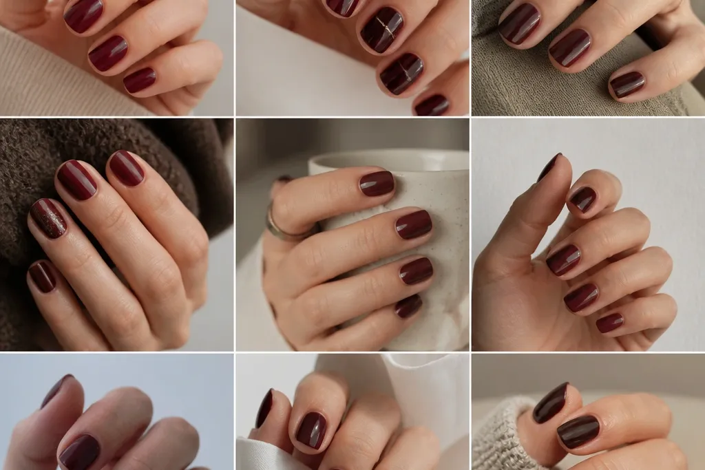Easy Short Dark Cherry Red Nail Ideas