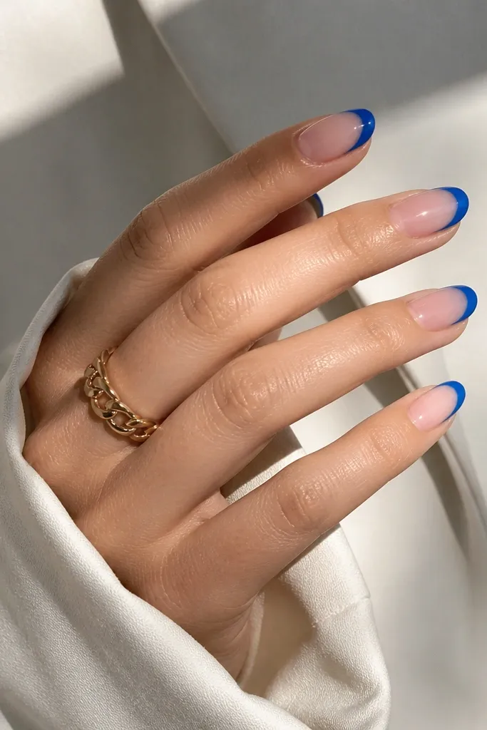 Blue French Tip Nails That Look Aesthetic