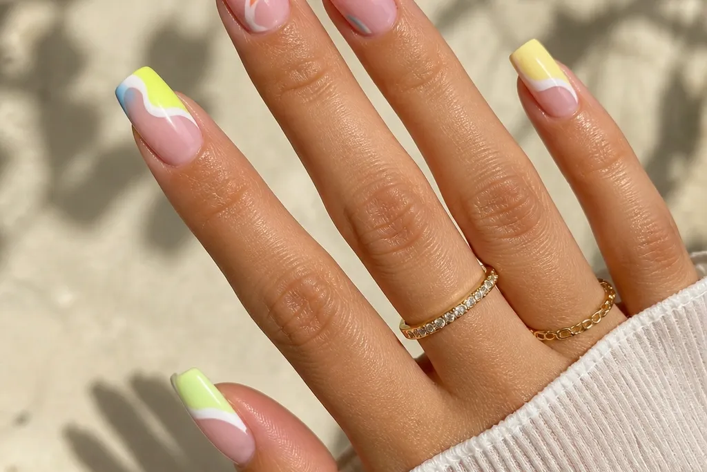 Fun Summer Nails Square details that stand out
