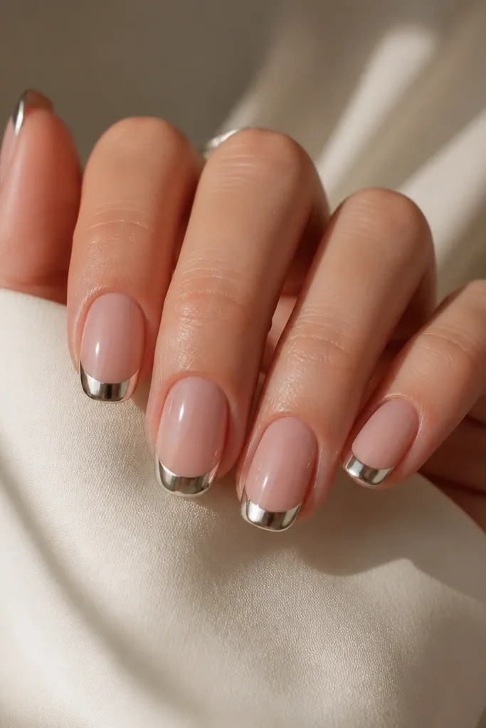 Luxury chrome French nail ideas