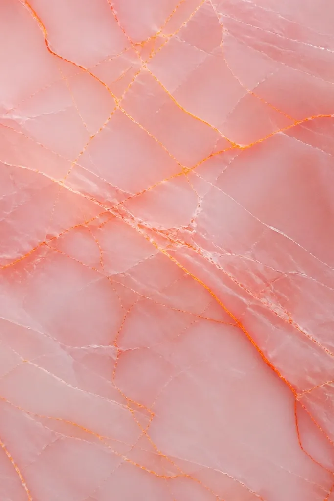 A semi-gloss pink marble background with thin neon orange vein lines crossing like marble cracks. The veins are delicate and slightly uneven, giving a natural stone effect.