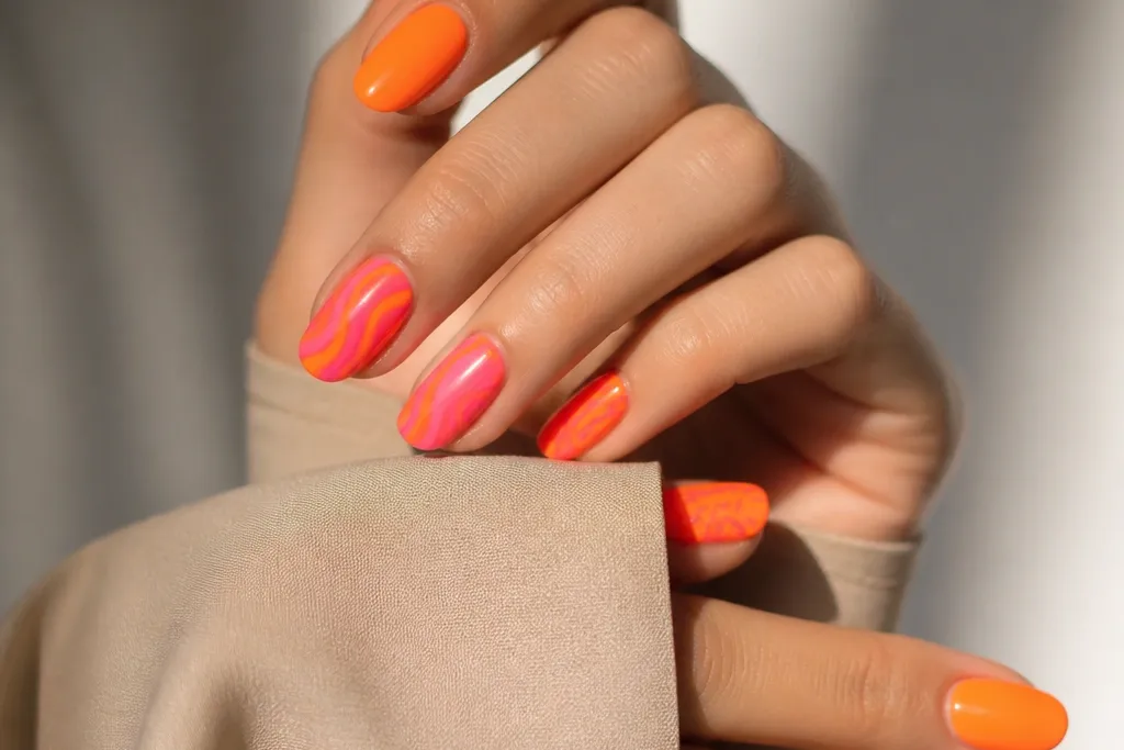 Creative energy Neon Orange And Pink Nails ideas