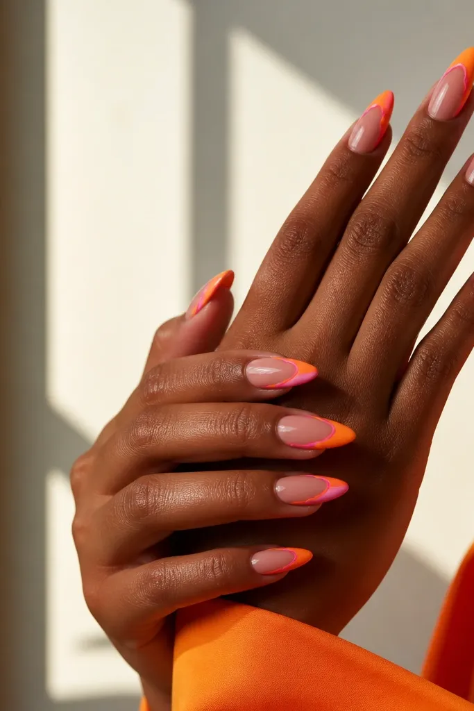 Creative energy Neon Orange And Pink Nails ideas