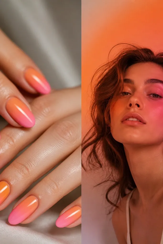Orange And Pink Ombre Nails vs aura looks