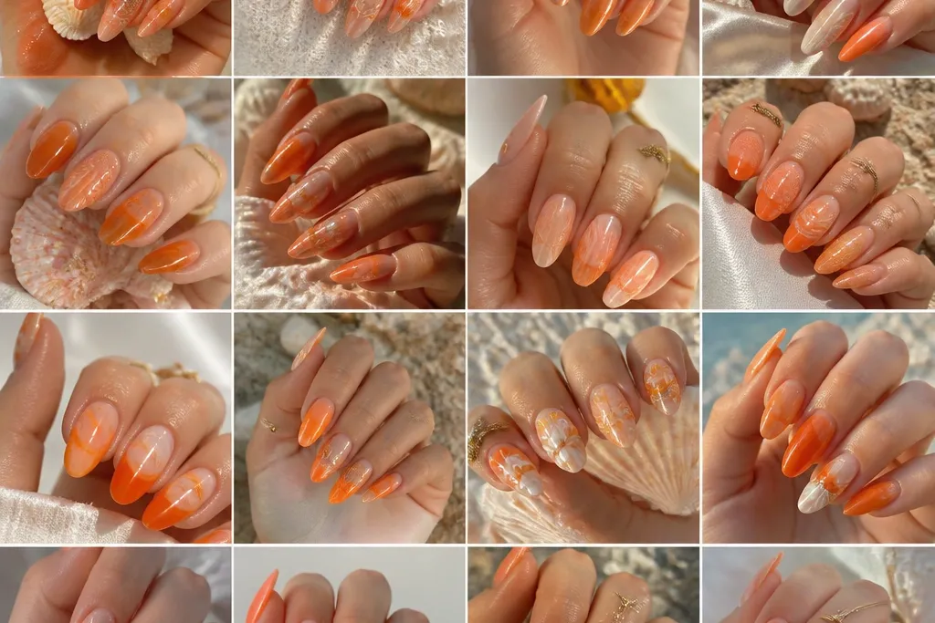 25 Orange Seashell Nails for a Bright Affordable Look