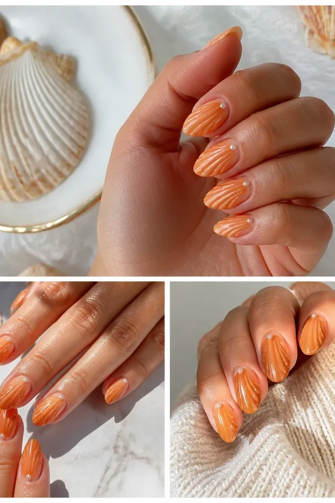 25 Orange Seashell Nails for a Bright Affordable Look