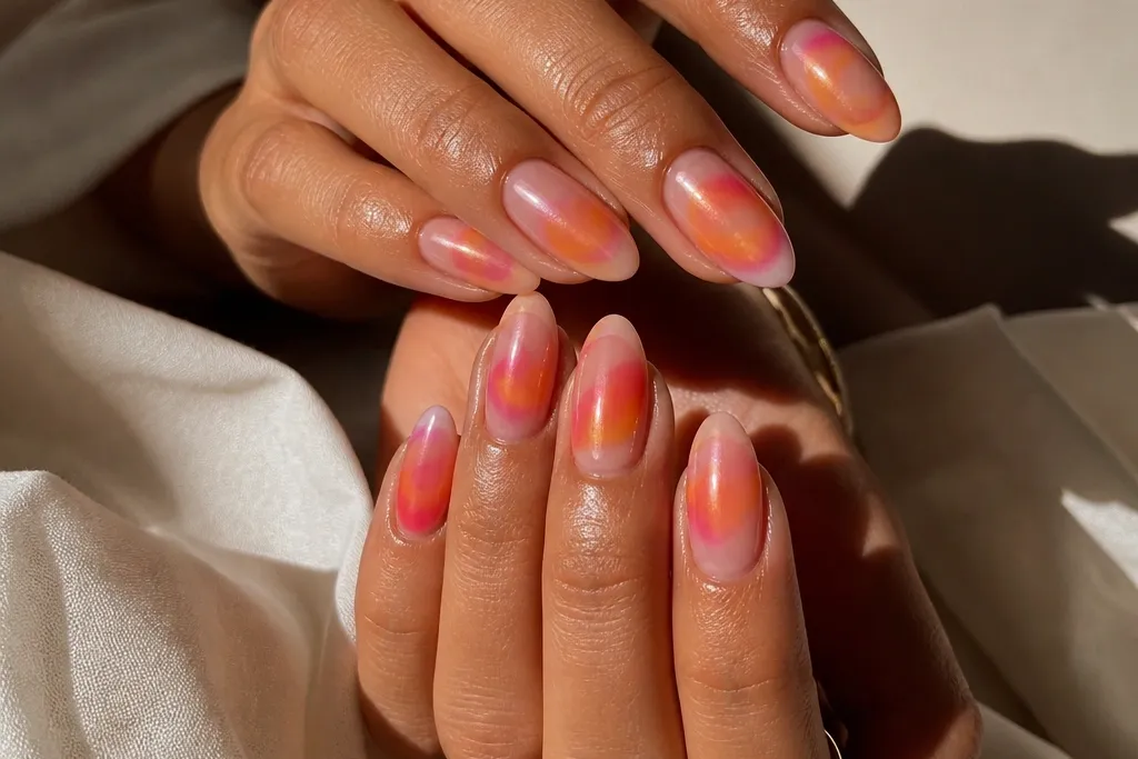Dreamy Pink And Orange Aura Nails you'll want to copy