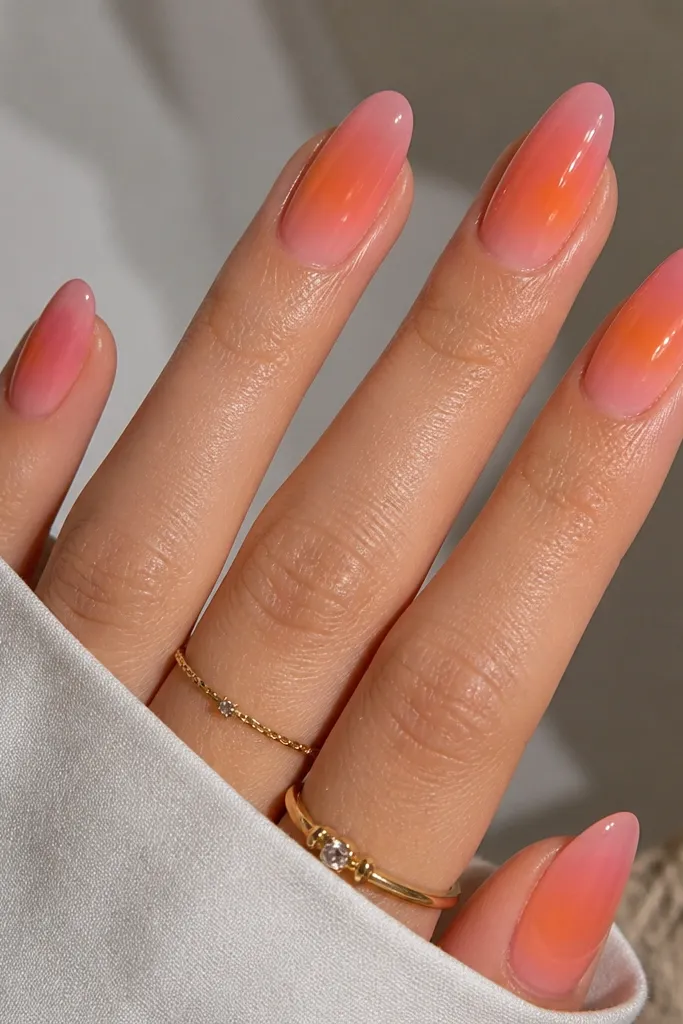 Dreamy Pink And Orange Aura Nails you'll want to copy