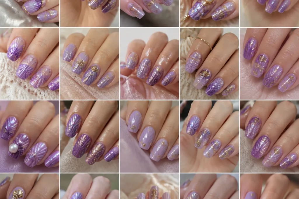 20 Purple Seashell Nails I Tried - Gorgeous