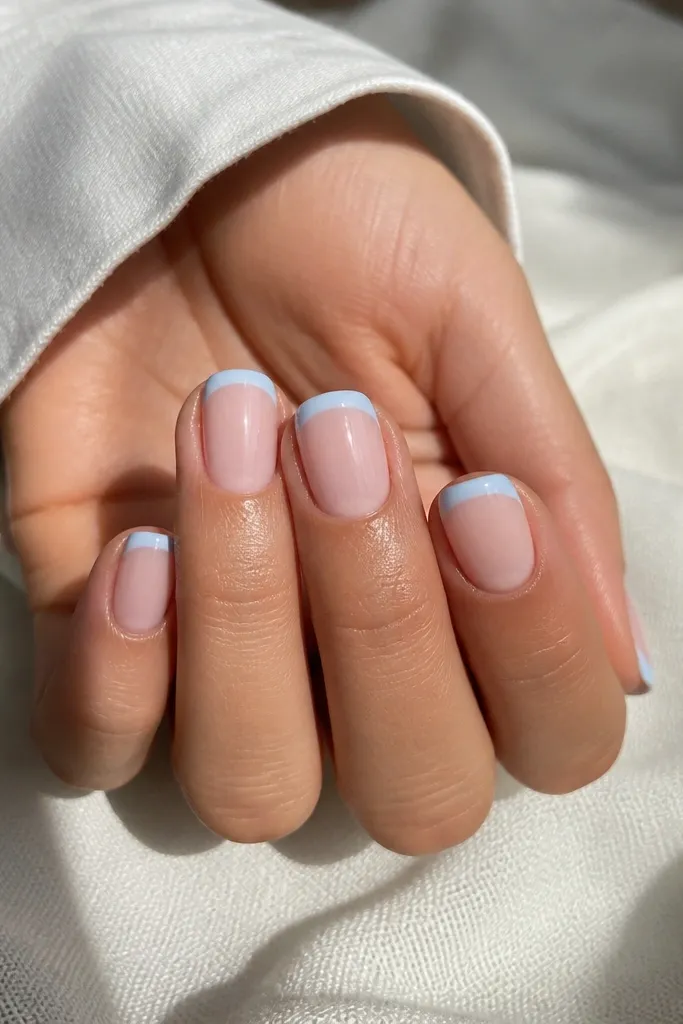 Affordable Short Blue French Tips
