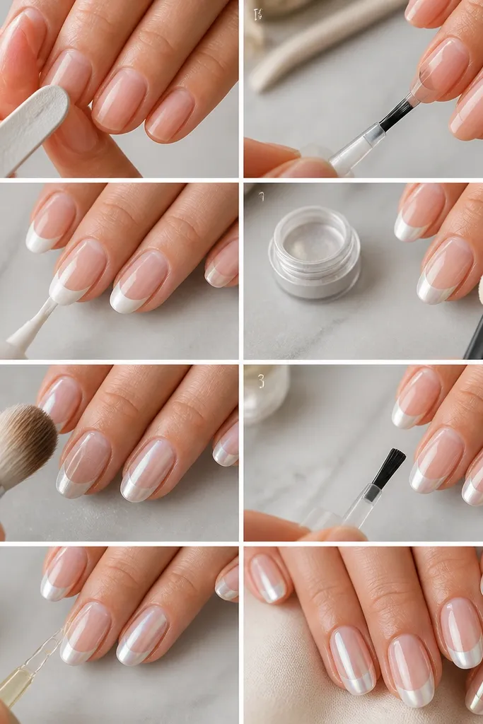 Steps to chrome French nails at home