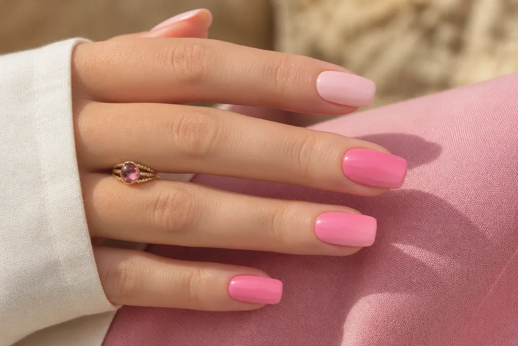 Summer Nails Square Pink shades for summer
