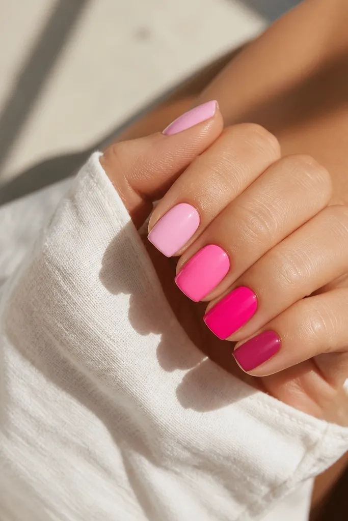 Summer Nails Square Pink shades for summer